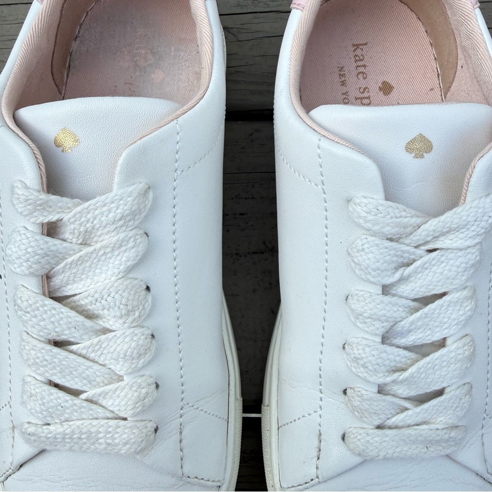 Kate Spade NY Angelise white and pink perforated leather sneakers size 8 - Picture 7 of 15